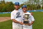 Baseball vs Babson  Wheaton College Baseball players celebrate their victory over Babson to win the NEWMAC Championship for the third year in a row. - (Photo by Keith Nordstrom) : Wheaton, baseball, NEWMAC